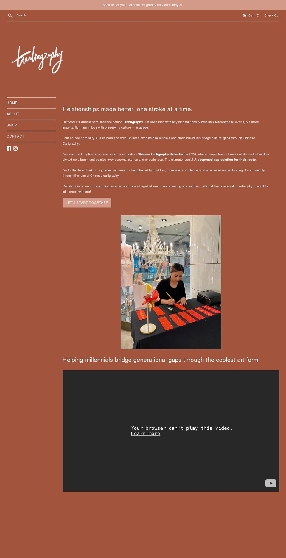 tranliagraphy.com.au shopify website screenshot