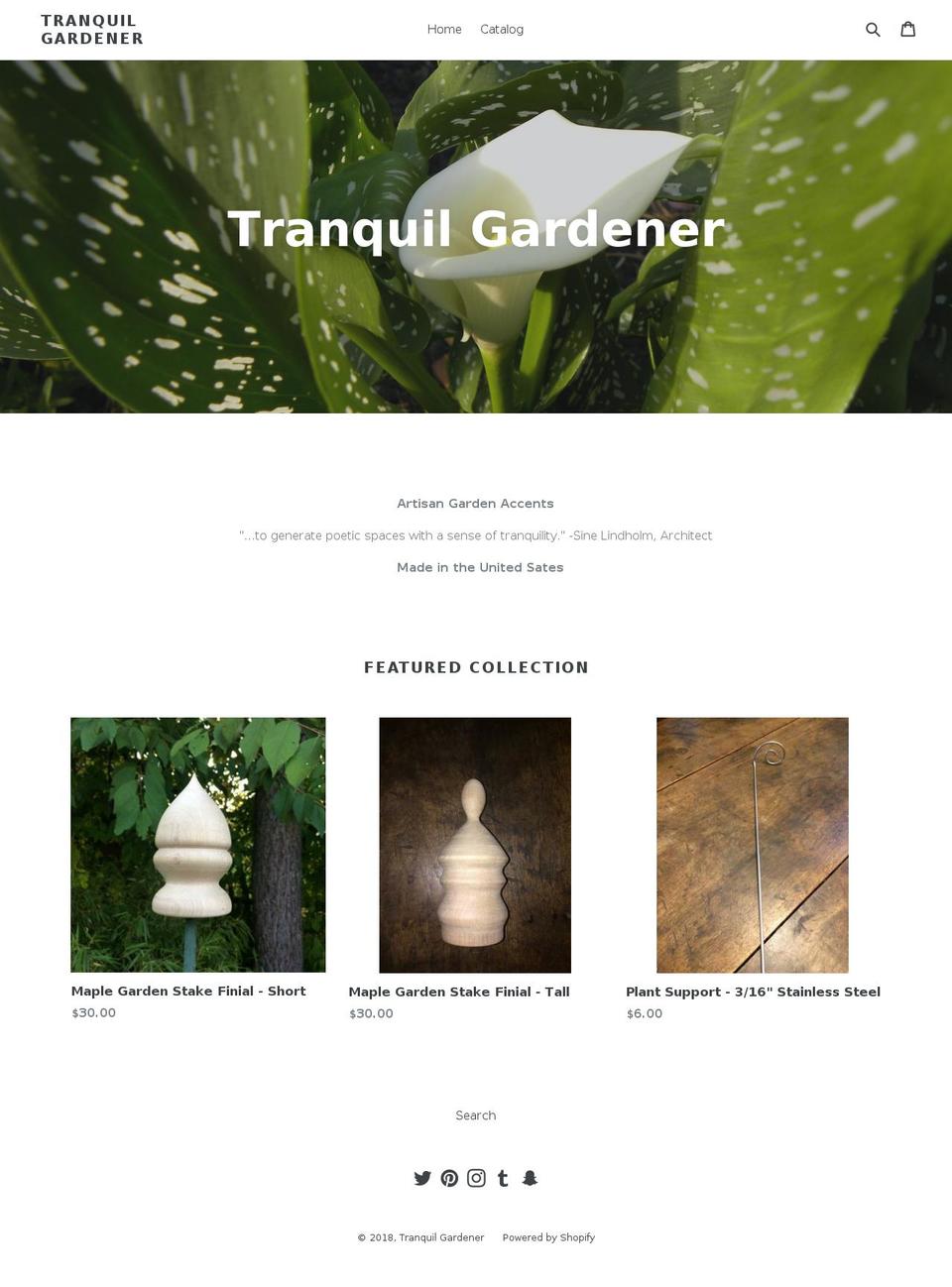 tranquilgardener.com shopify website screenshot