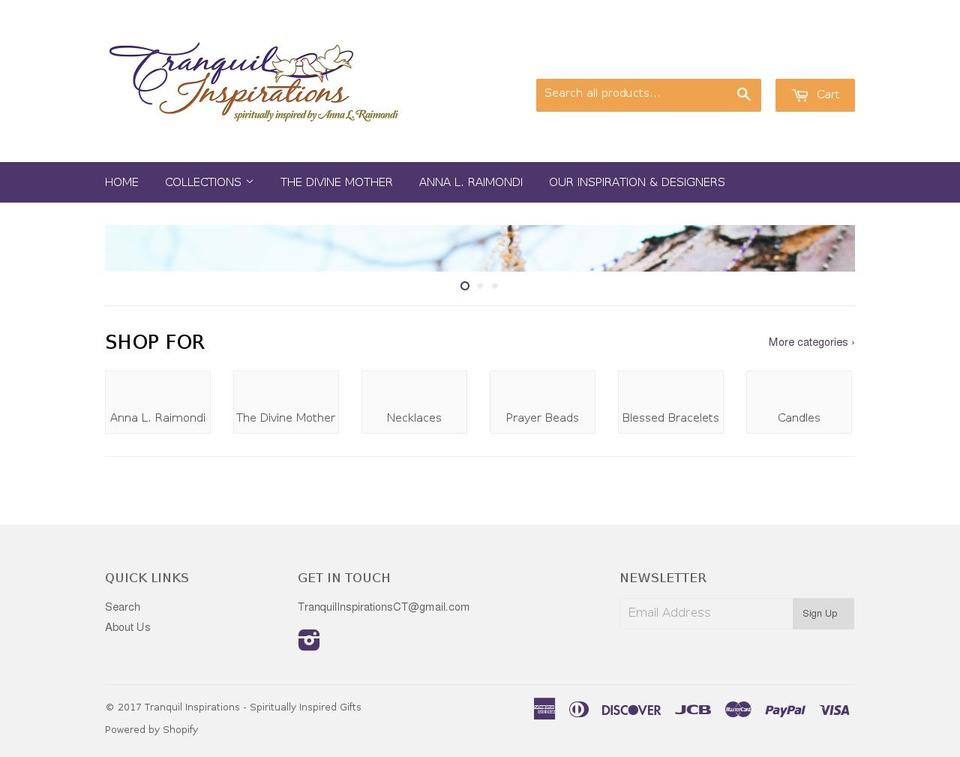 tranquilinspiration.com shopify website screenshot