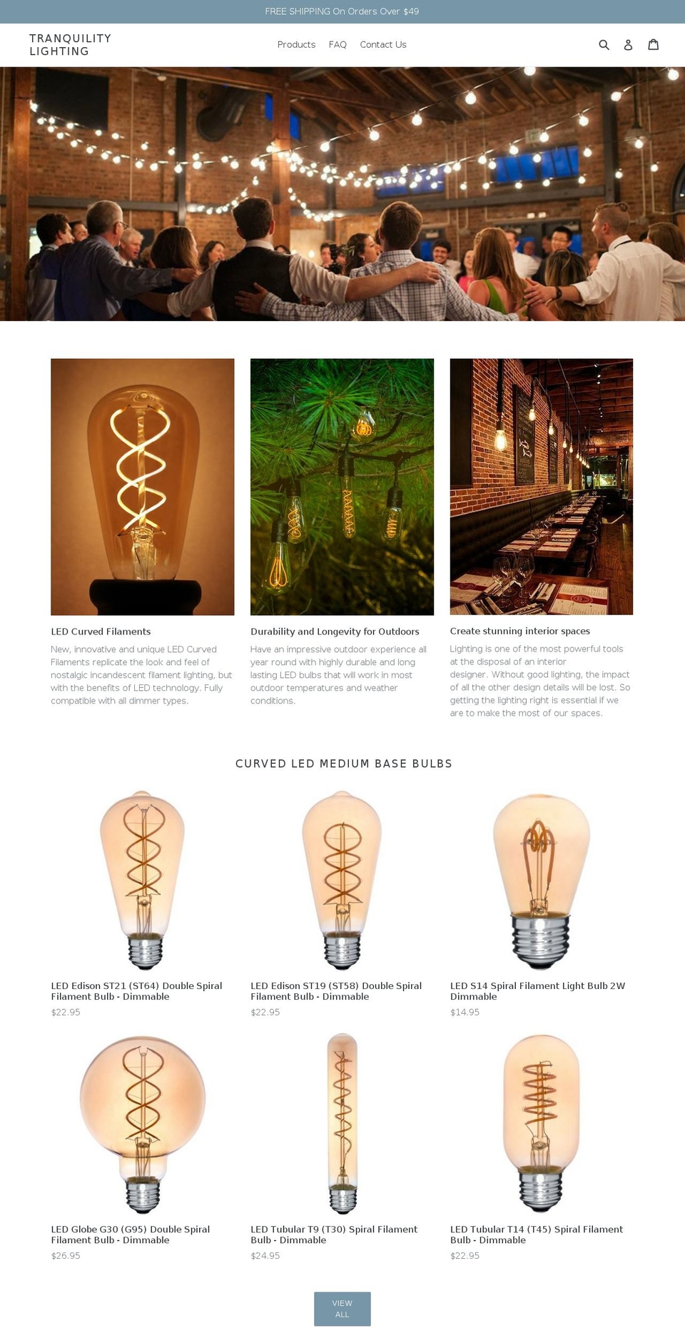 tranquilitylighting.com shopify website screenshot