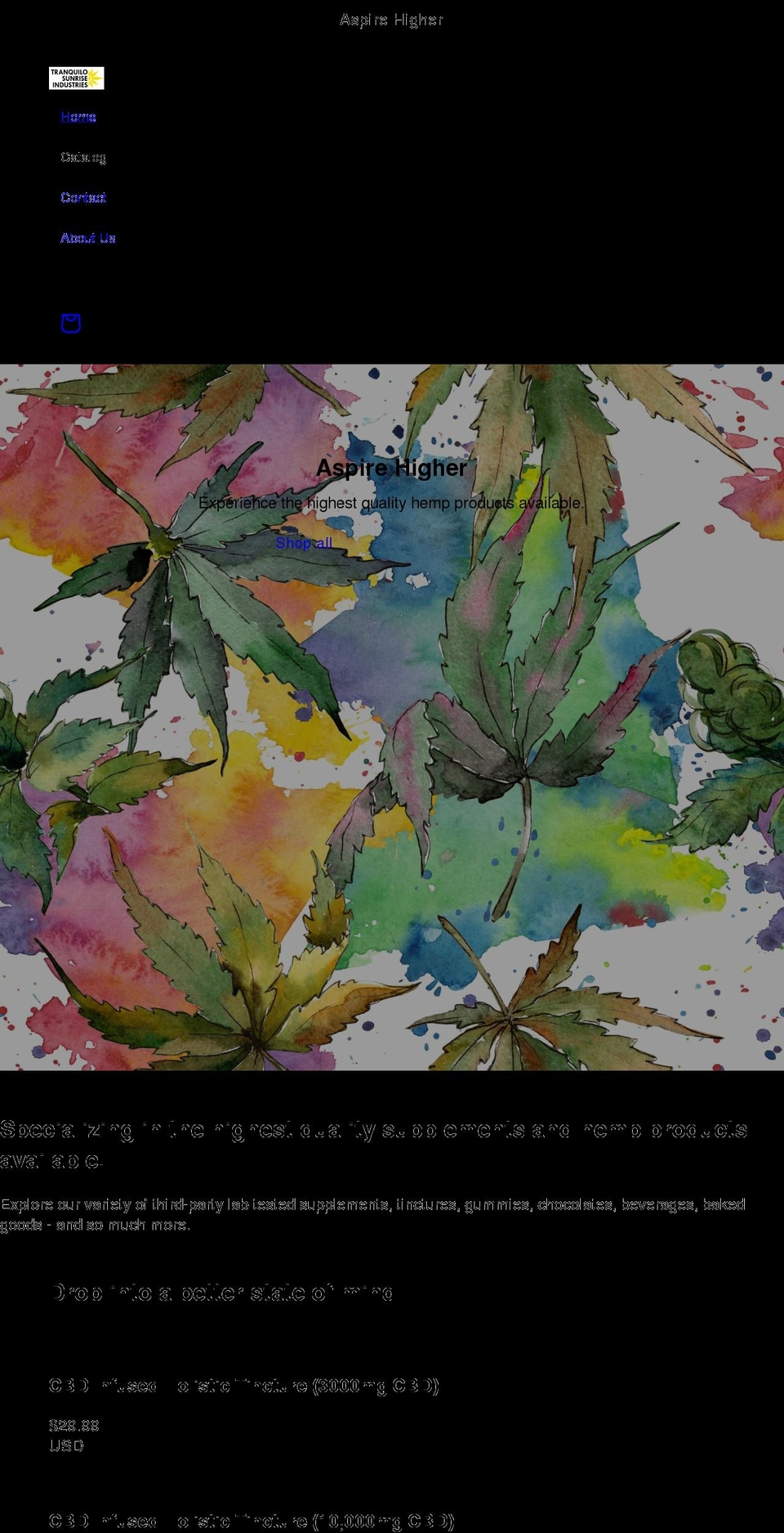 tranquilosunrise.com shopify website screenshot