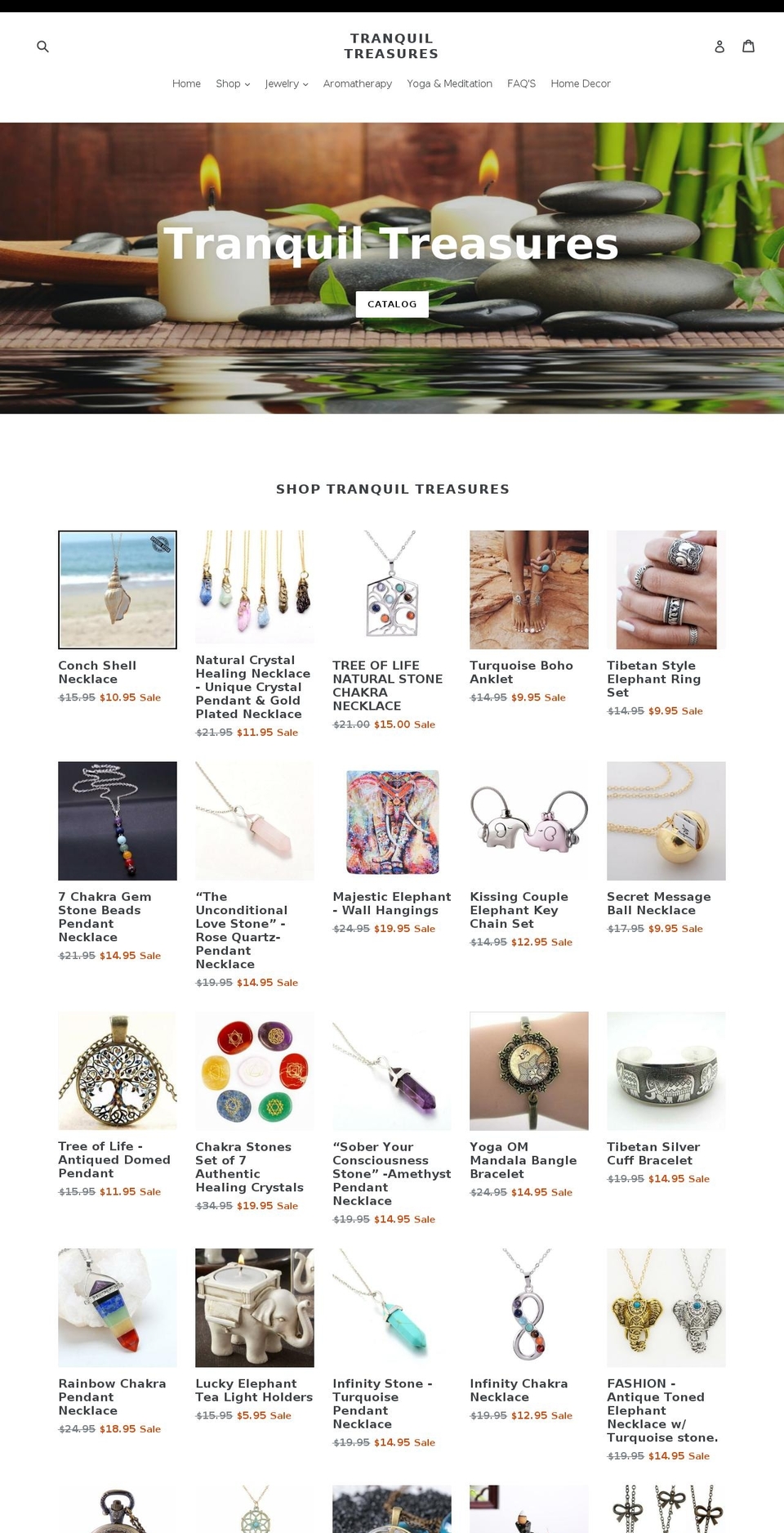 tranquiltreasures.net shopify website screenshot