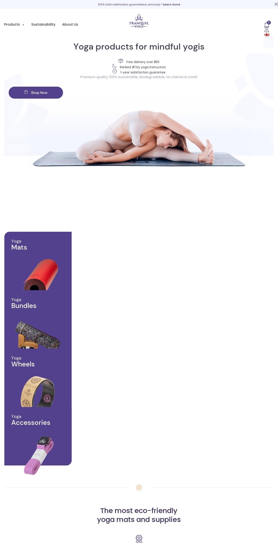 tranquilyogi.com — Shopify storefront screenshot