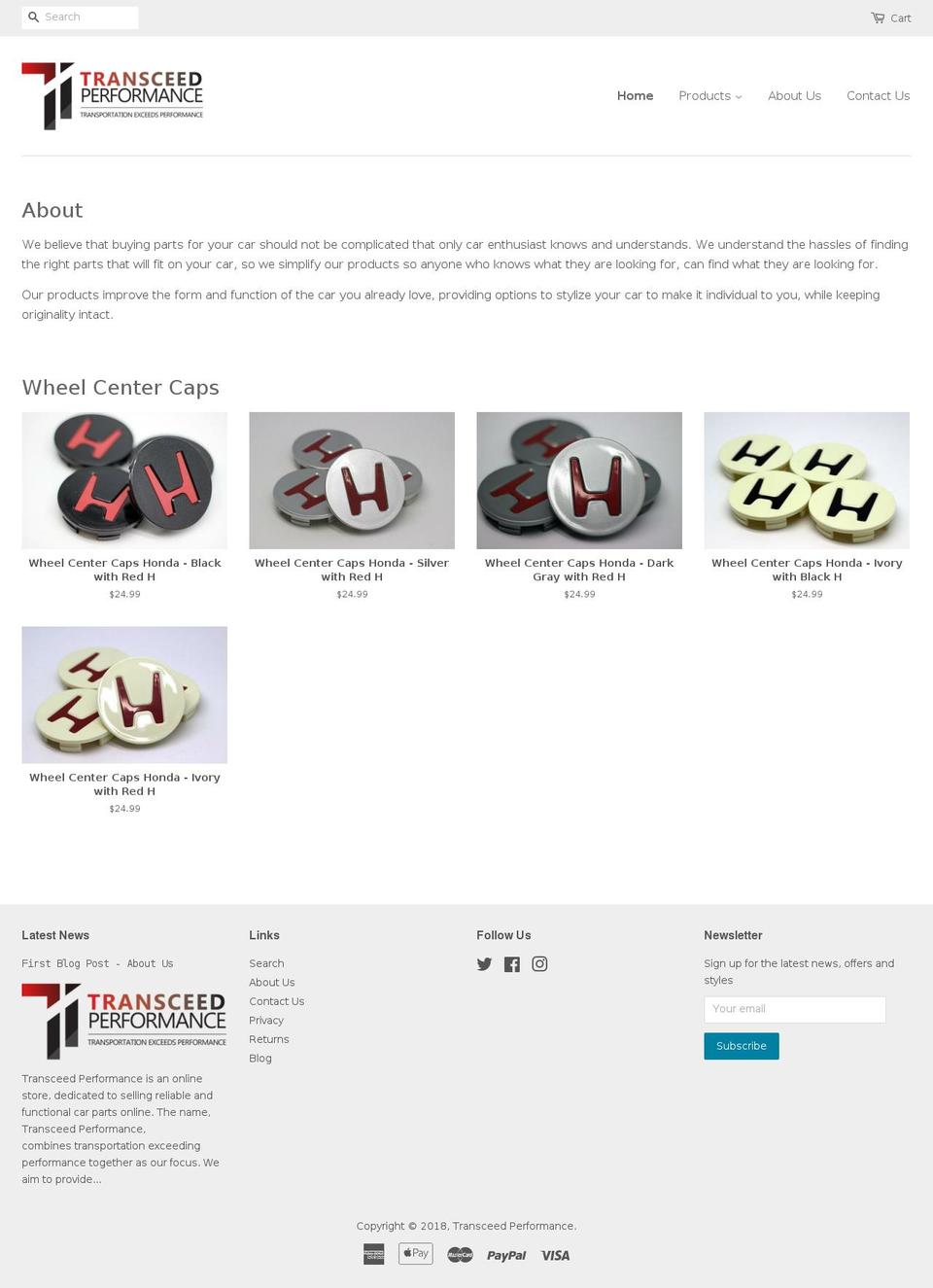 transceedperformance.com — Shopify storefront screenshot