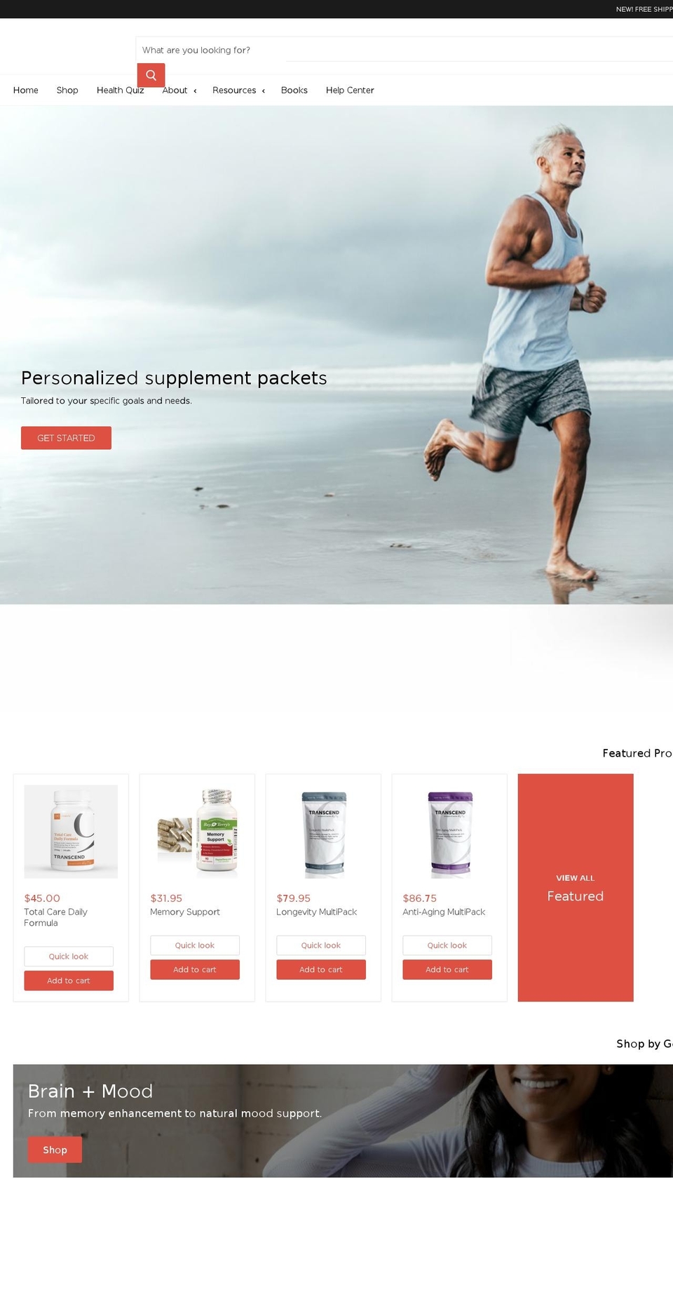 transcend.me shopify website screenshot