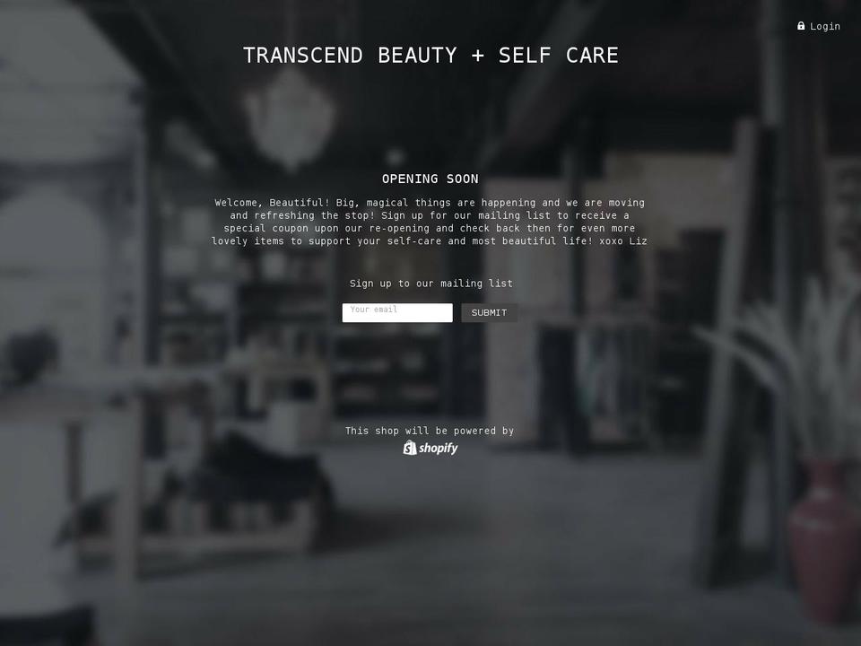 transcendbeautyandselfcare.com shopify website screenshot