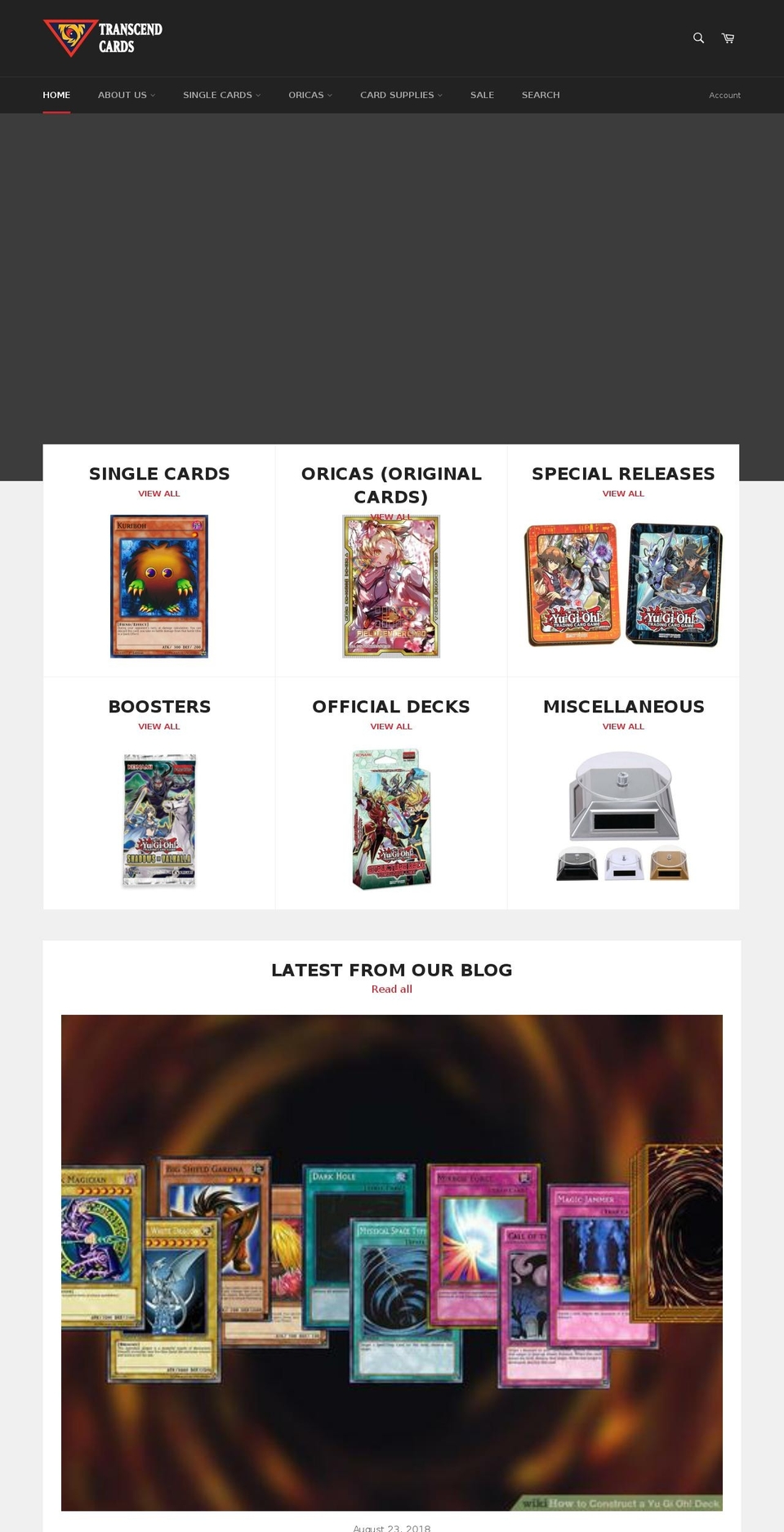 transcendcards.com shopify website screenshot