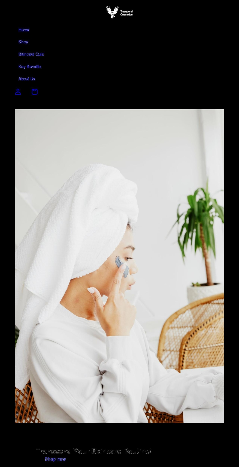 transcendcosmetics.org shopify website screenshot