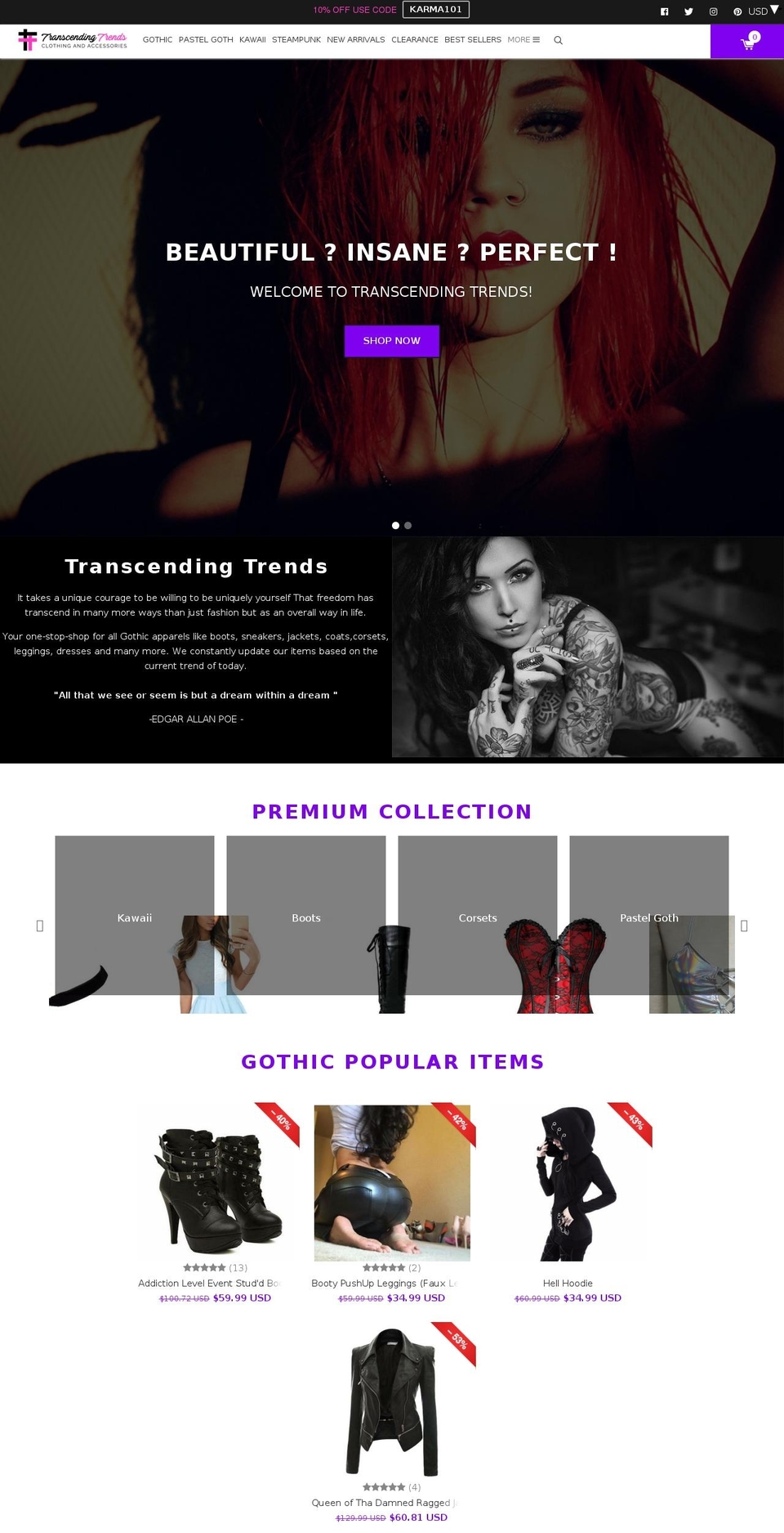 1-8-themex Shopify theme site example transcendingtrends.com