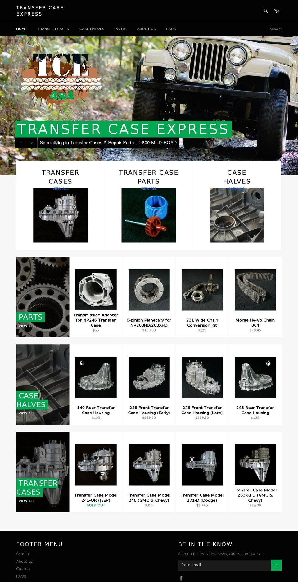 transfercase.parts shopify website screenshot