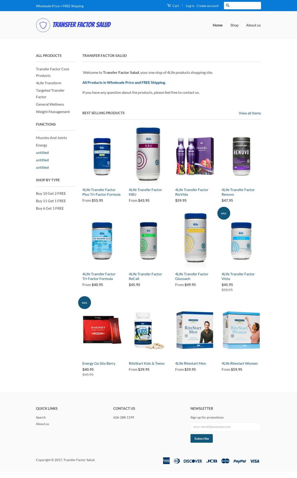 transferfactorsalud.com shopify website screenshot