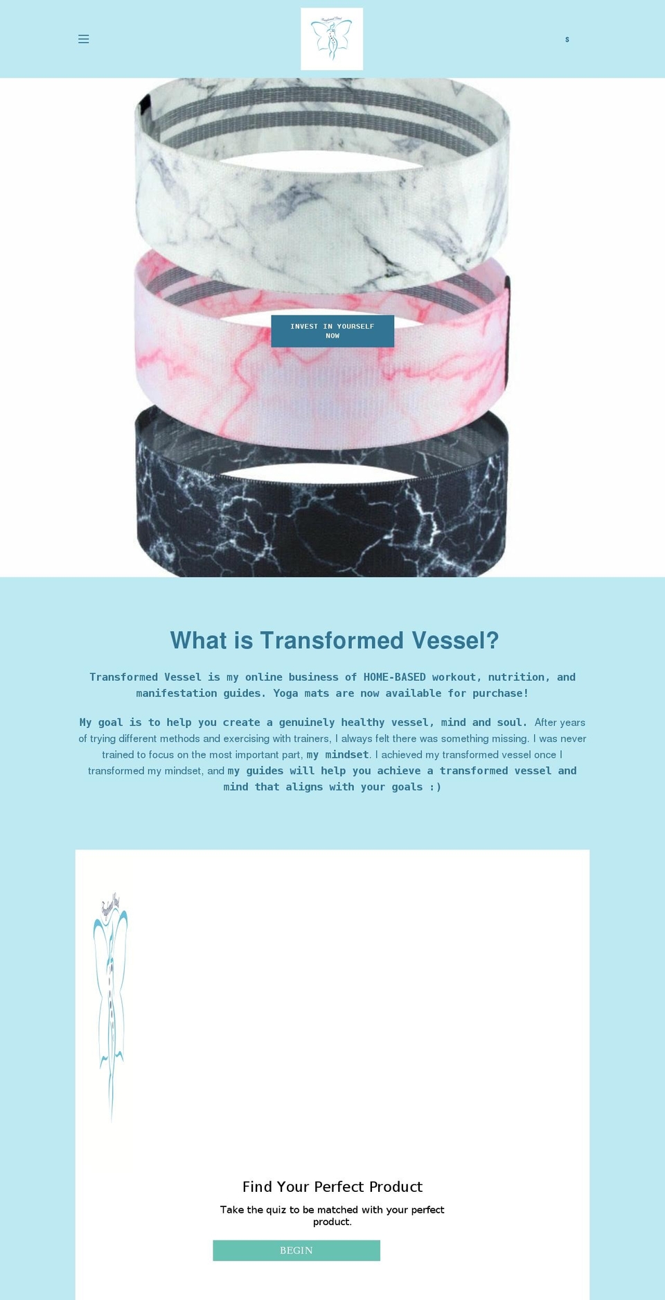 transformedvessel.com shopify website screenshot