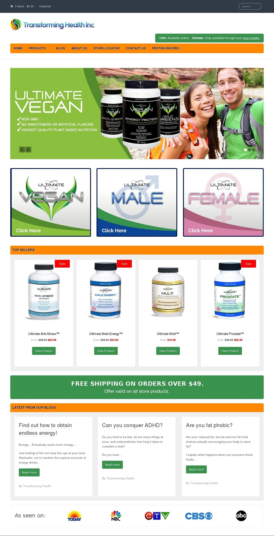 transforminghealth.com shopify website screenshot