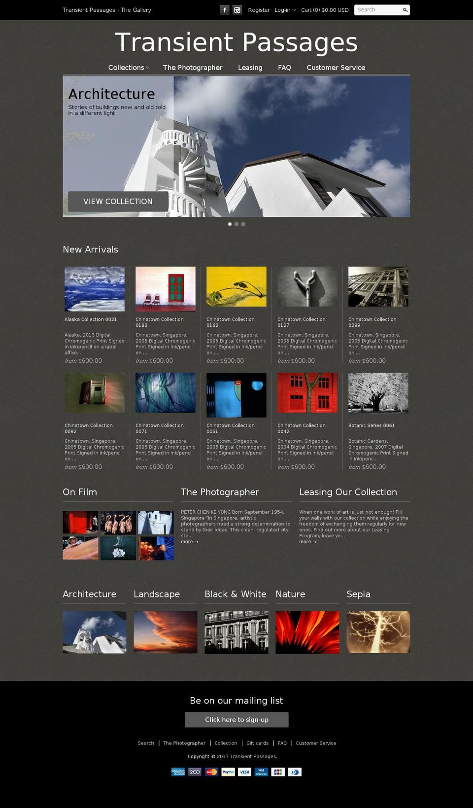 transientpassages.com shopify website screenshot