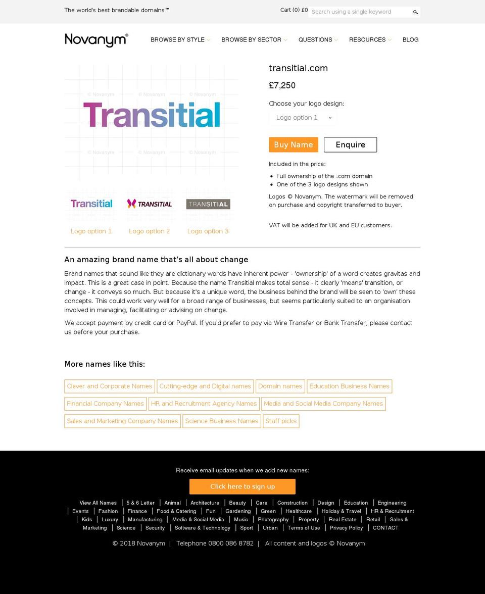 transitial.com — Shopify storefront screenshot
