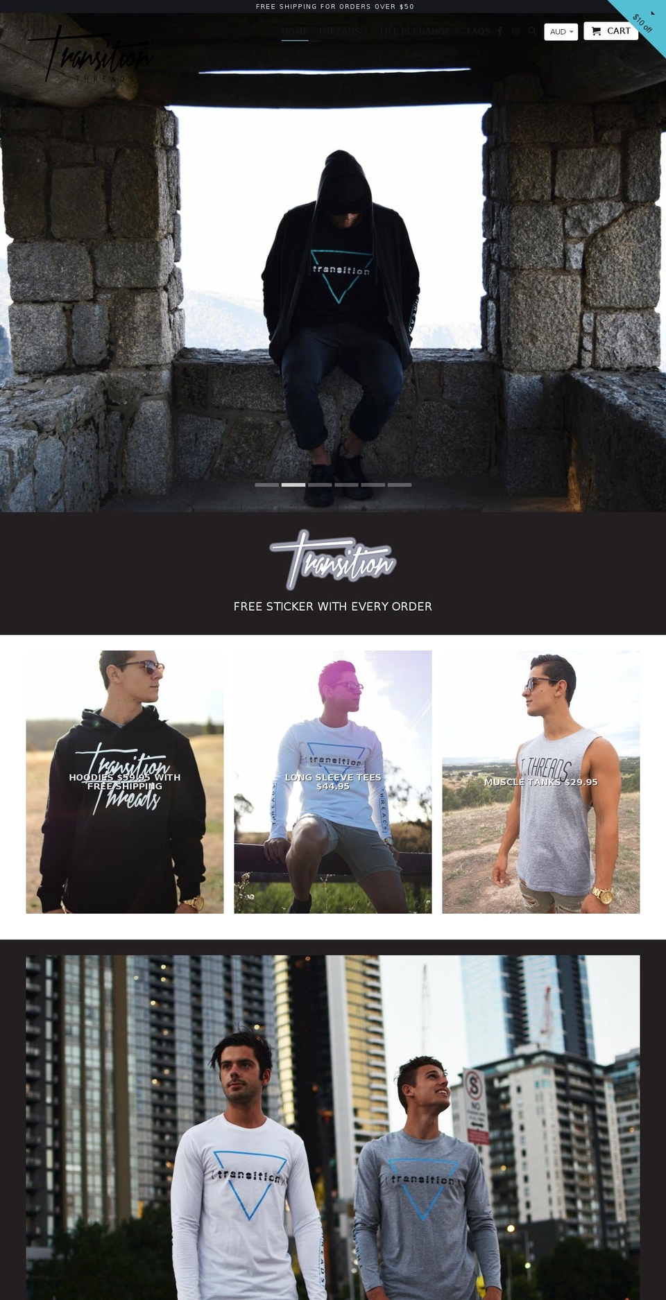 transitionthreads.com shopify website screenshot