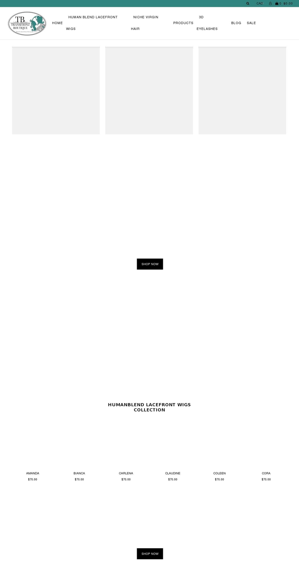 transitionzboutique.com — Shopify storefront screenshot