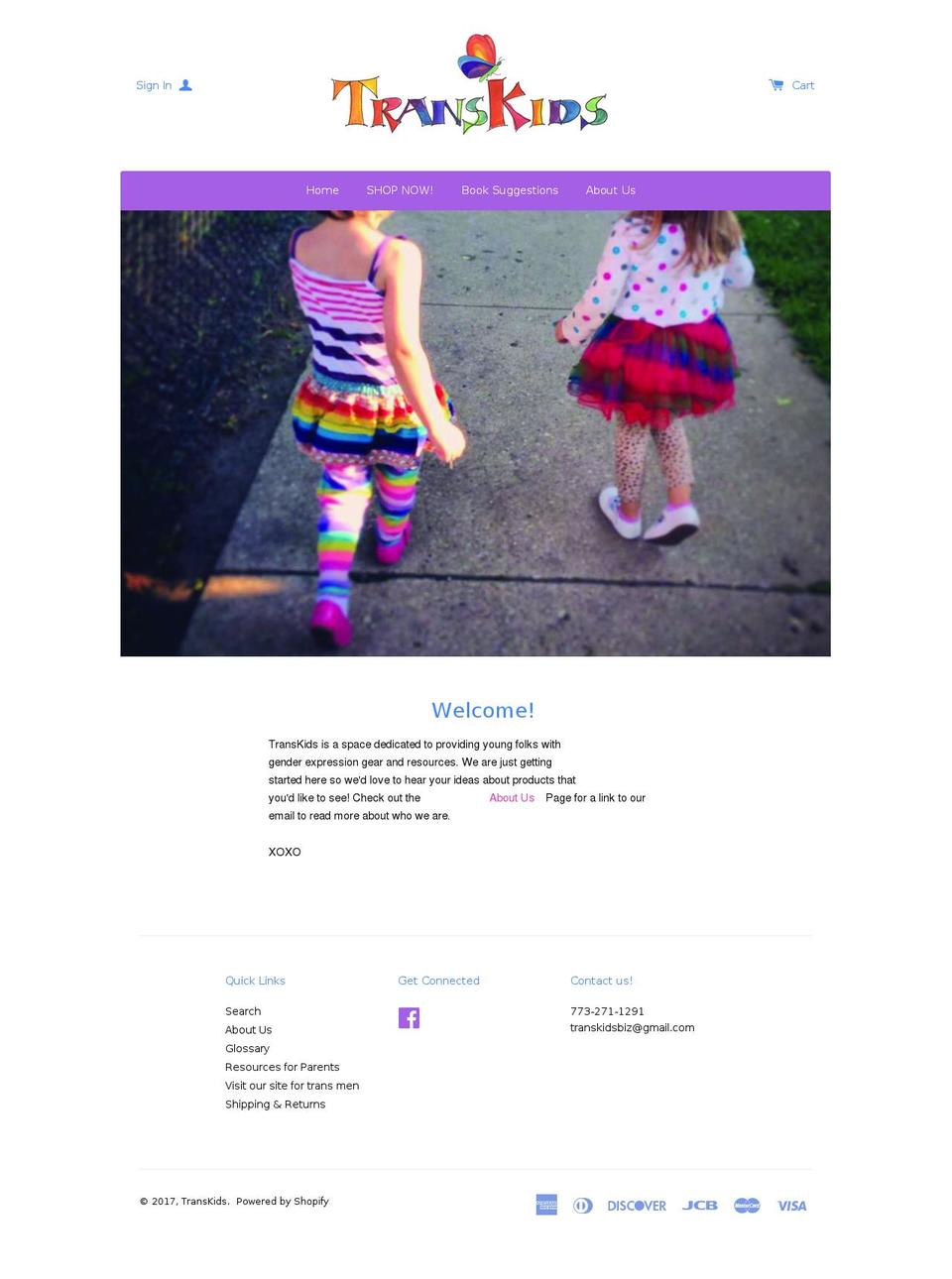 transkids.biz shopify website screenshot