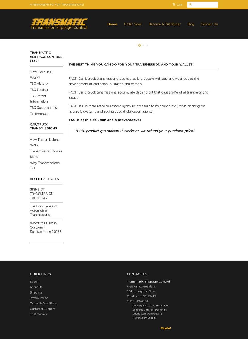 transmaticsc.com shopify website screenshot