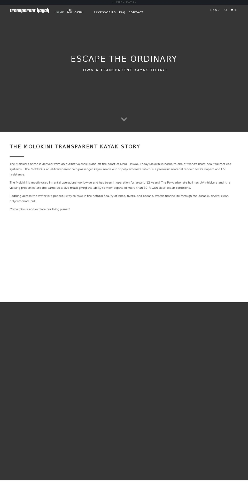 transparentkayak.com — Shopify storefront screenshot