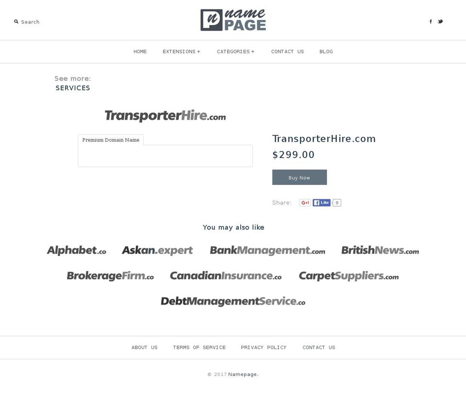 transporterhire.com shopify website screenshot