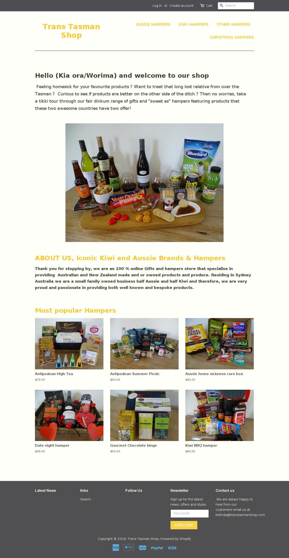 transtasmanshop.com — Shopify storefront screenshot