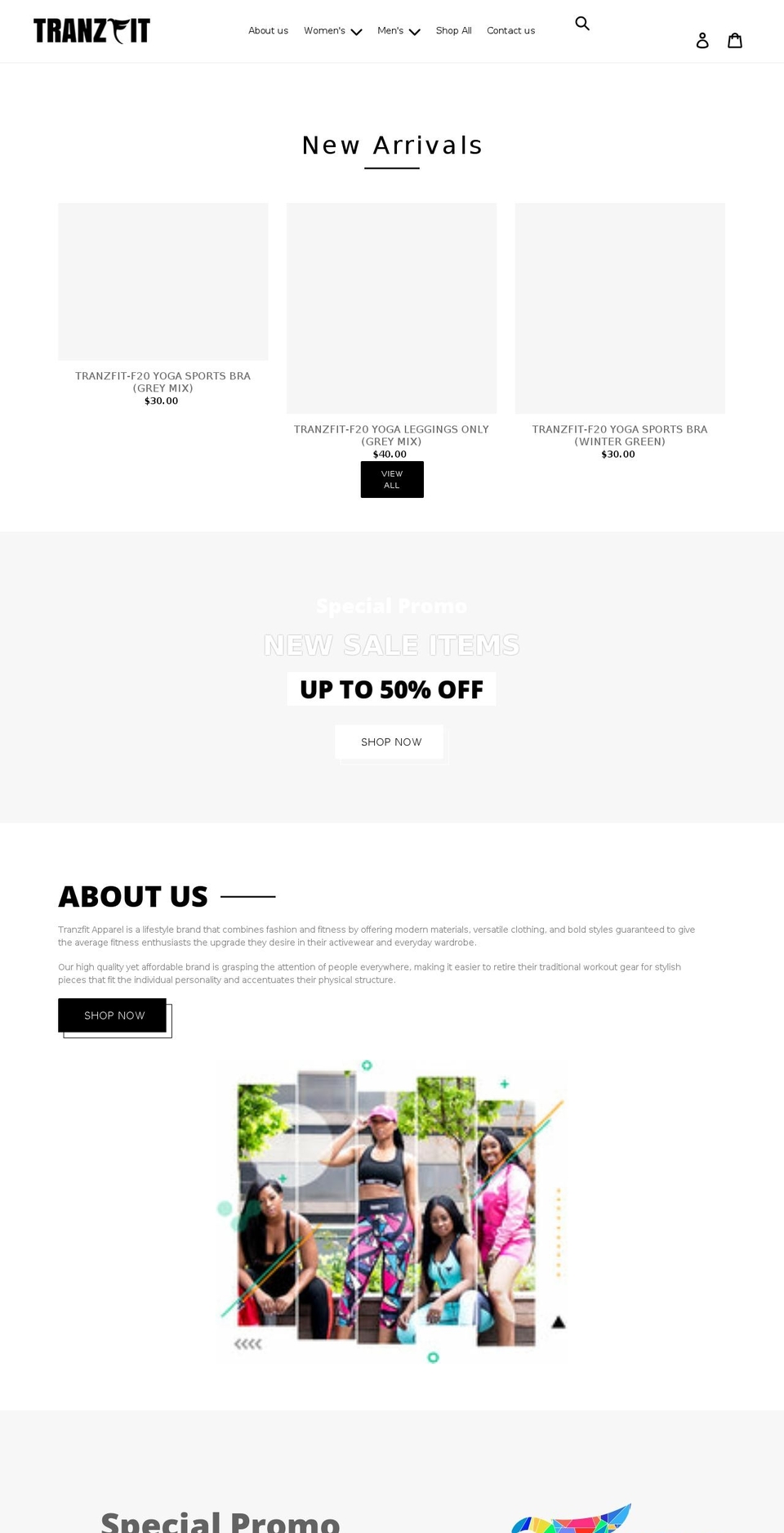 AB Shopify theme site example tranzfit.com