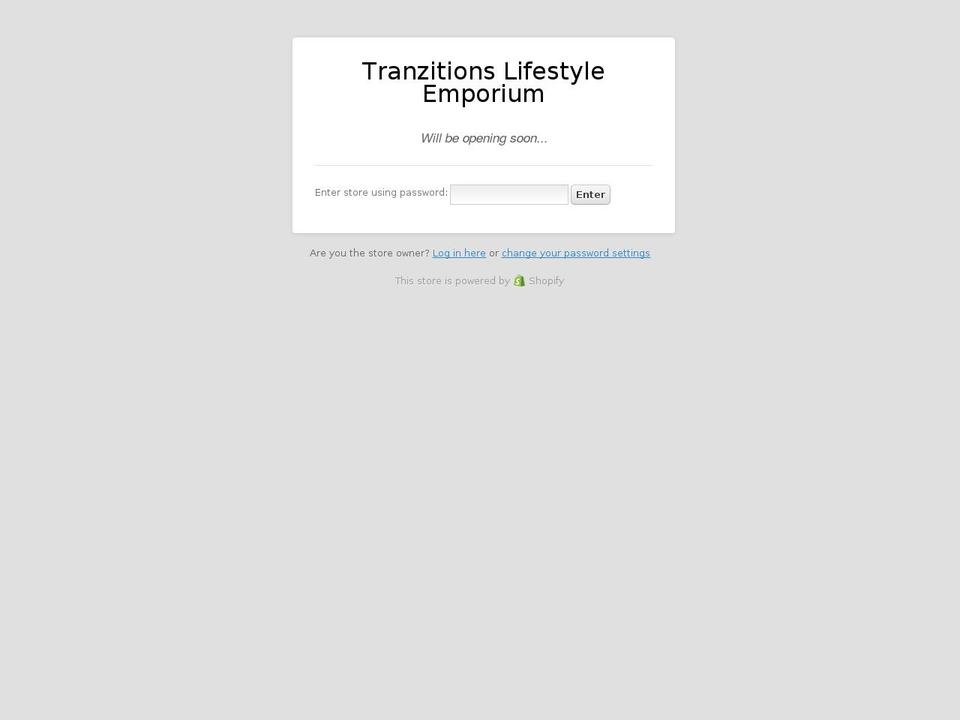 tranzitionslifestyleemporium.com — Shopify storefront screenshot