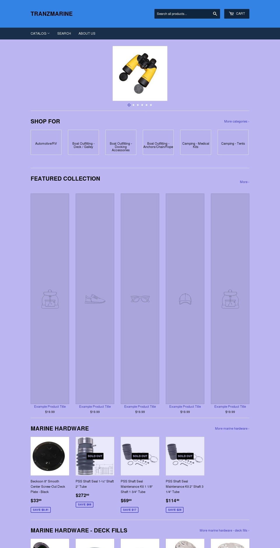 tranzmarine.com — Shopify storefront screenshot