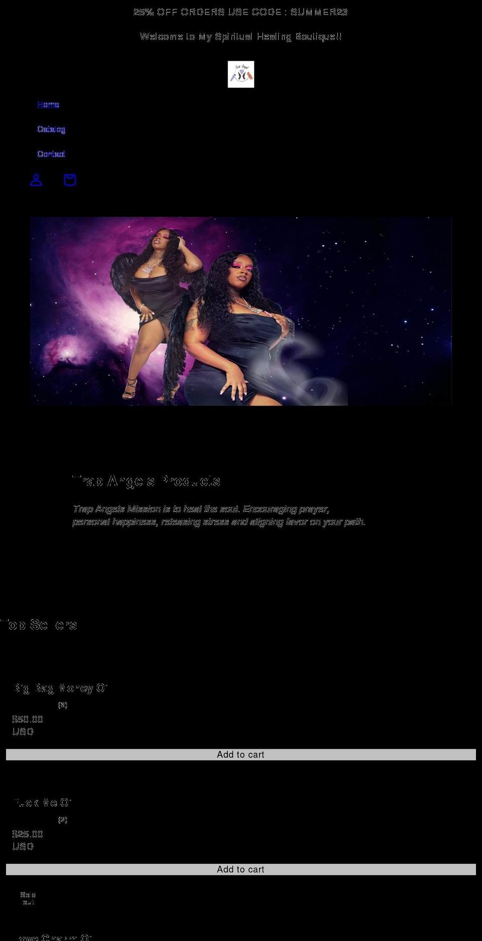 trapangeltarot.com shopify website screenshot