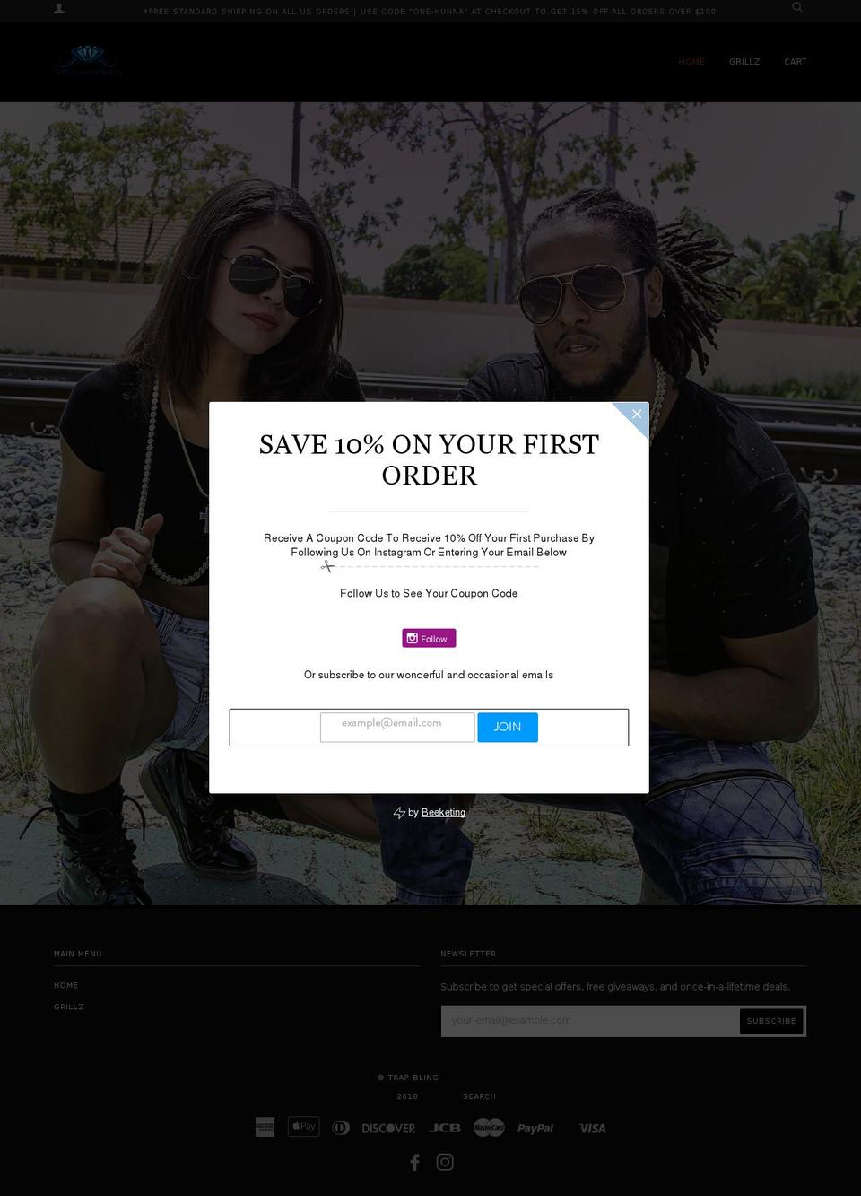 trapbling.com — Shopify storefront screenshot