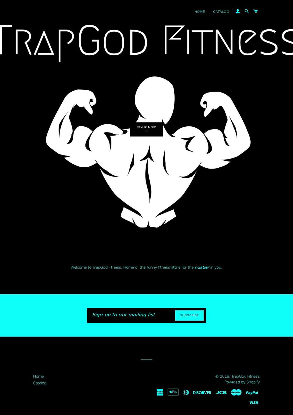 trapgodfitness.com shopify website screenshot