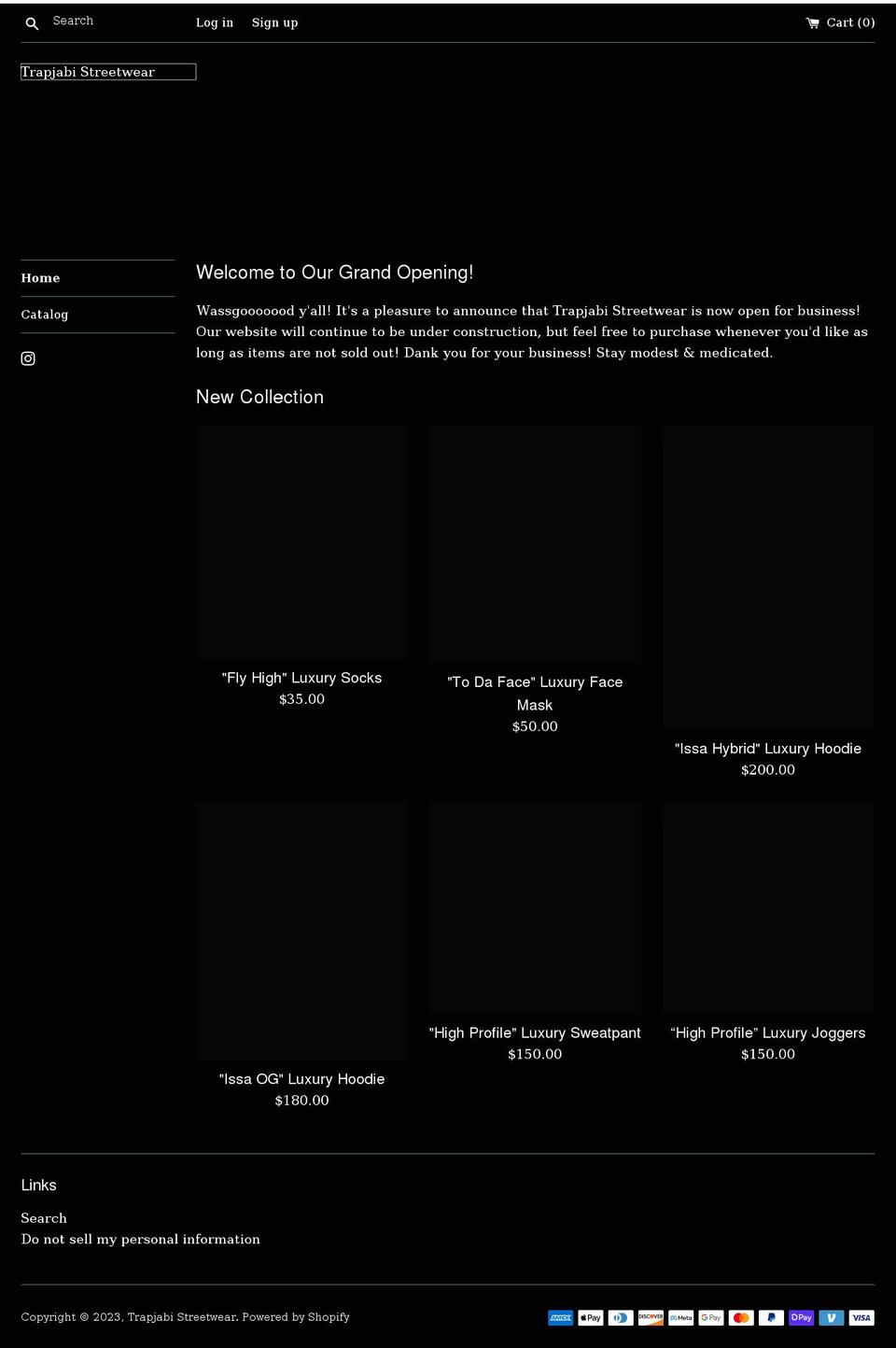 trapjabistreetwear.com shopify website screenshot