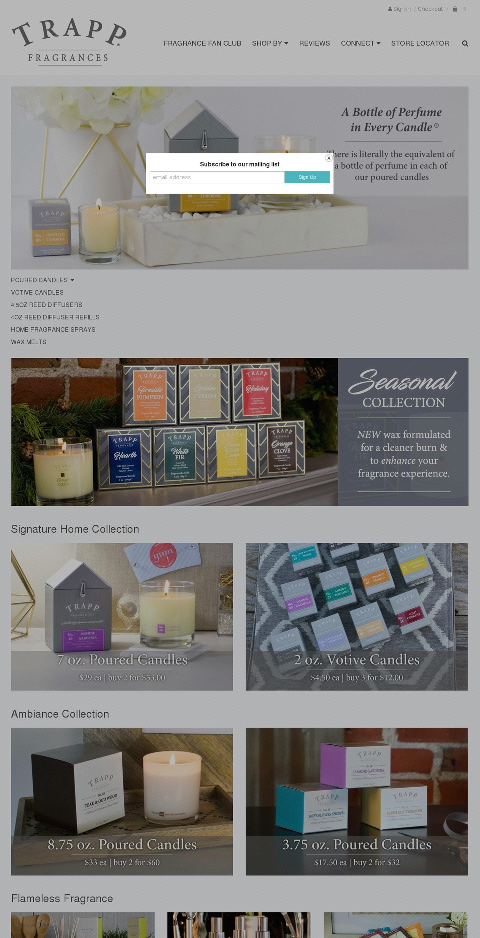 trappcandles.com shopify website screenshot