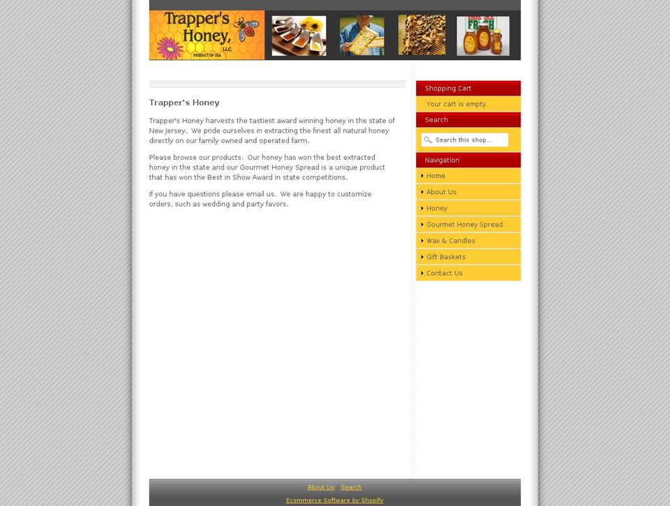 main Shopify theme site example trappershoney.com