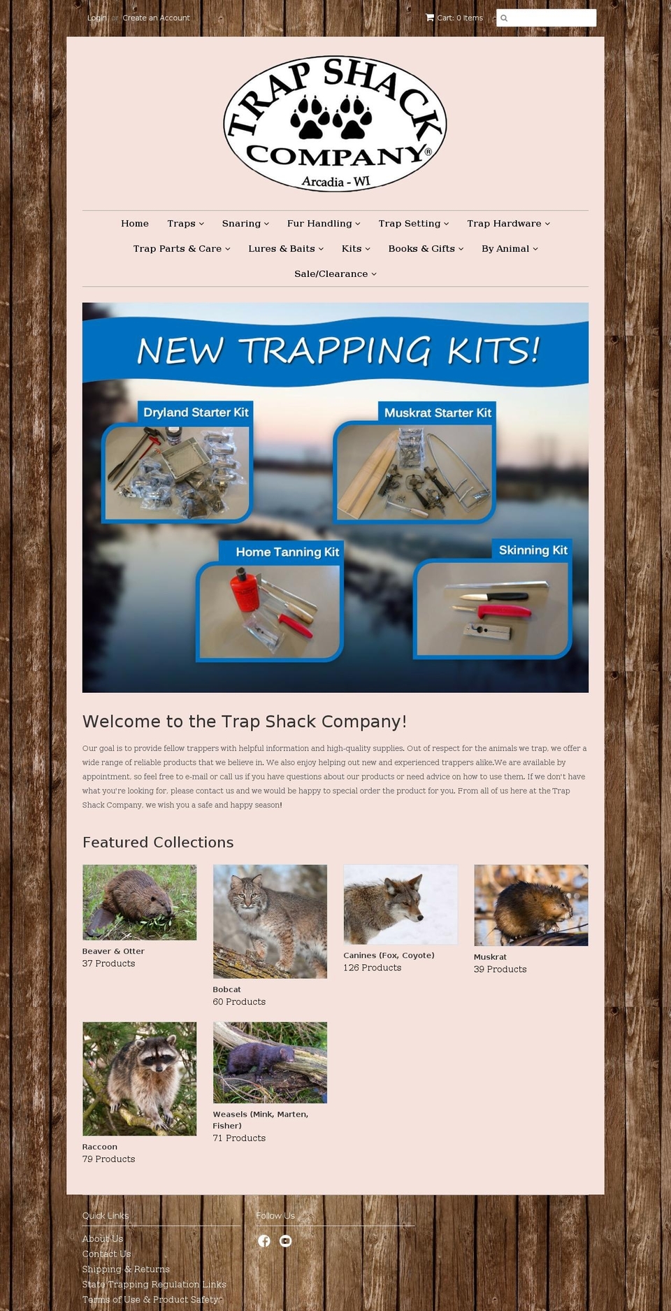 trapshackcompany.com shopify website screenshot