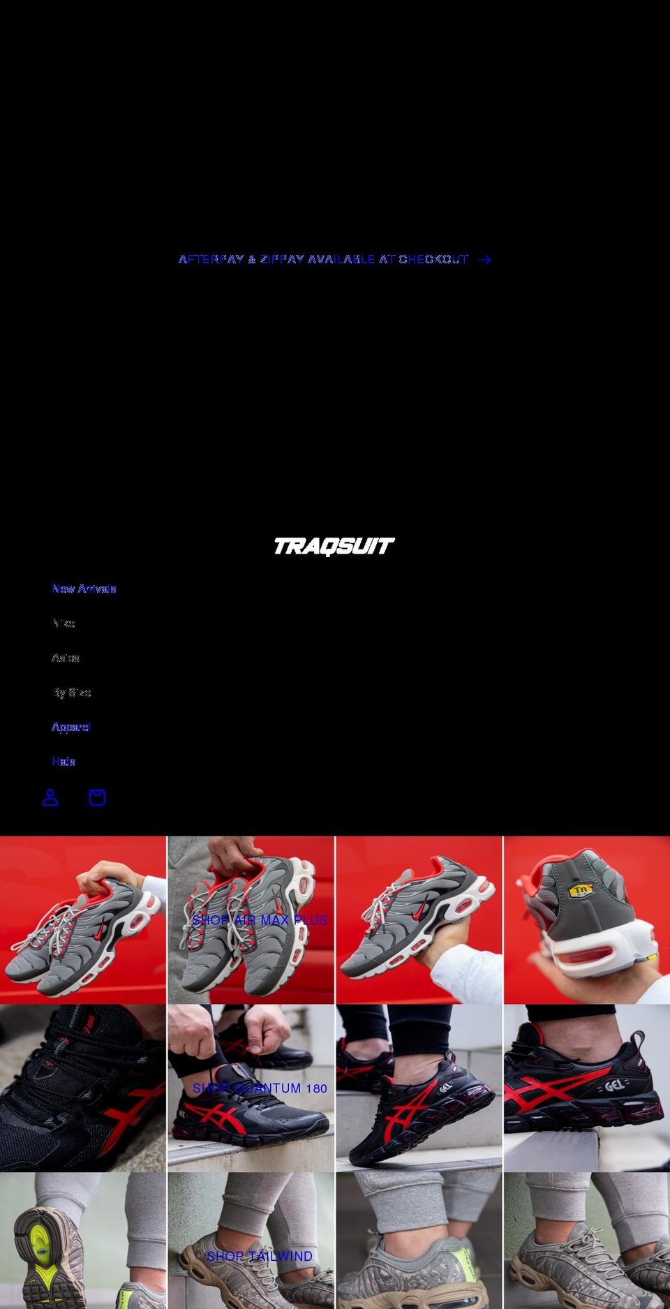 traqsuit.com shopify website screenshot