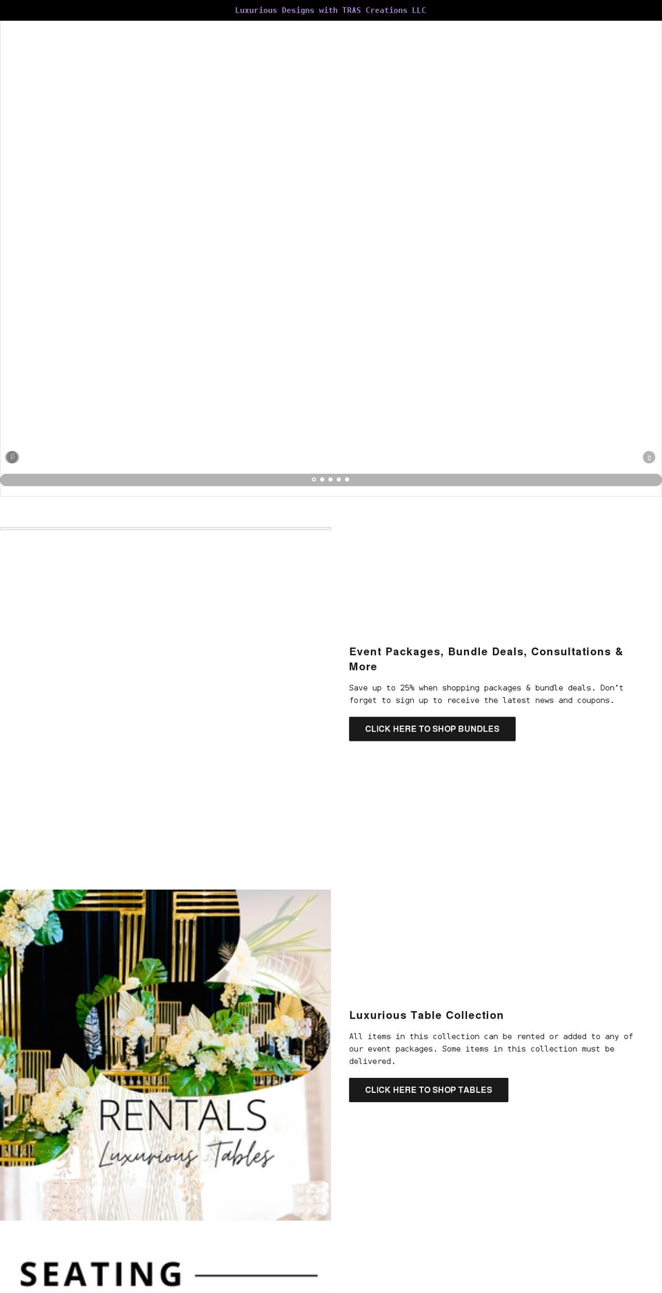 trascreations.com shopify website screenshot