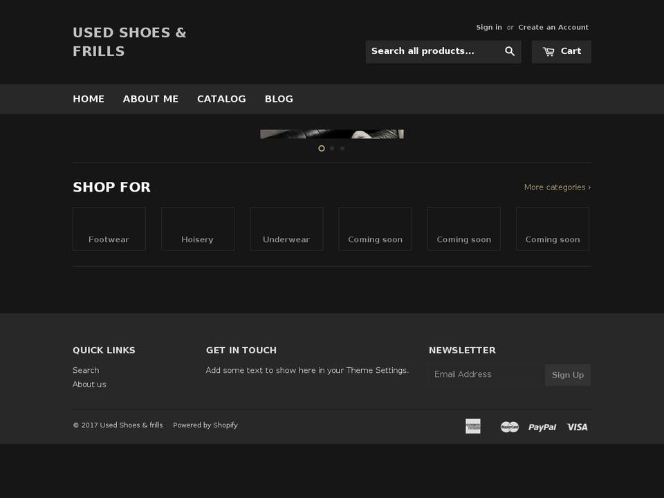 trashed-shoesandfrills.com shopify website screenshot