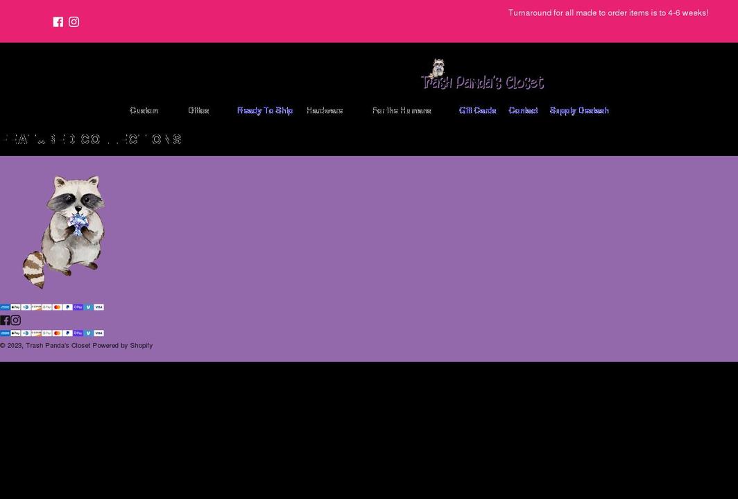 trashpandascloset.com shopify website screenshot