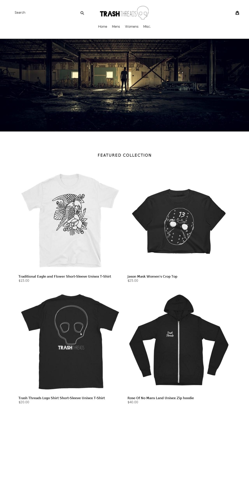 trashthreads.com — Shopify storefront screenshot