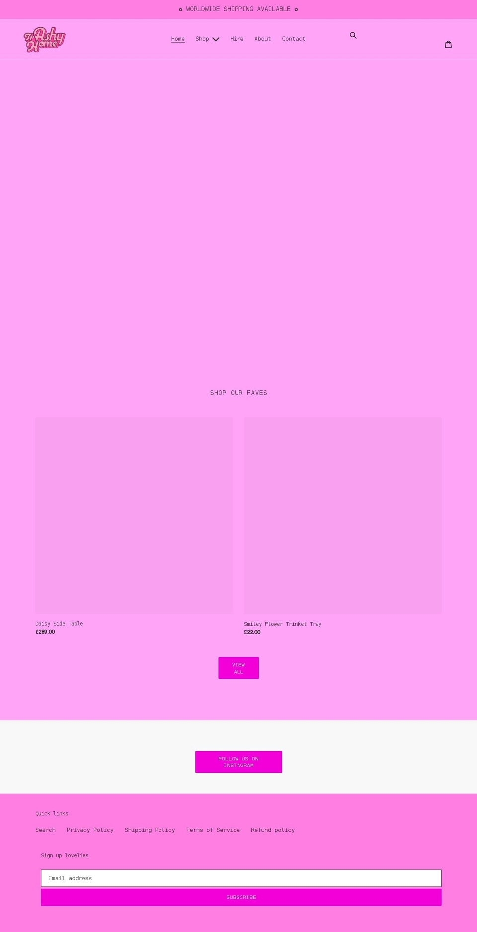 trashyhome.com shopify website screenshot