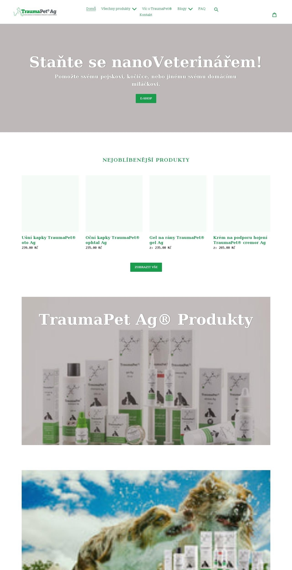 traumapet.cz shopify website screenshot