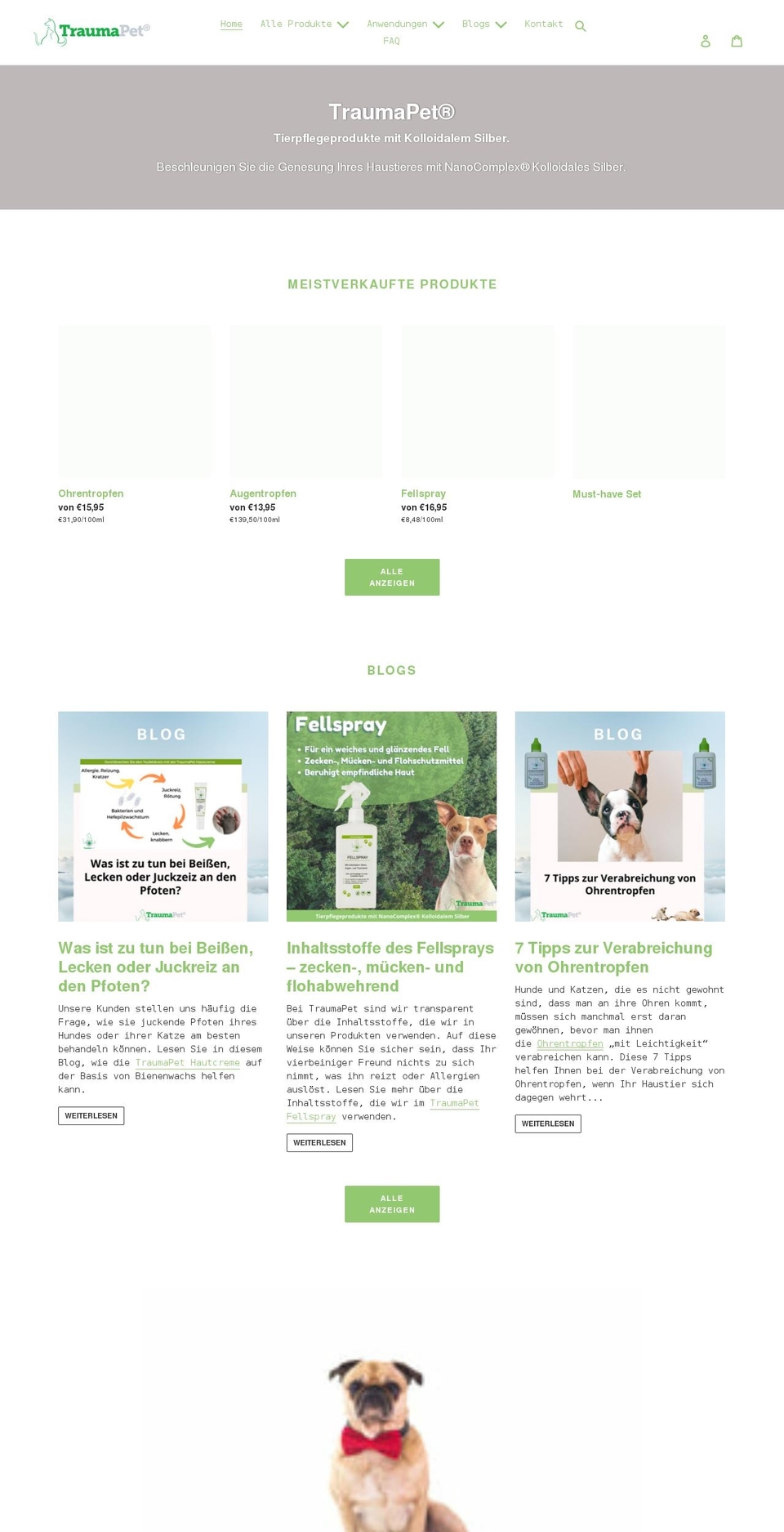 traumapet.de shopify website screenshot