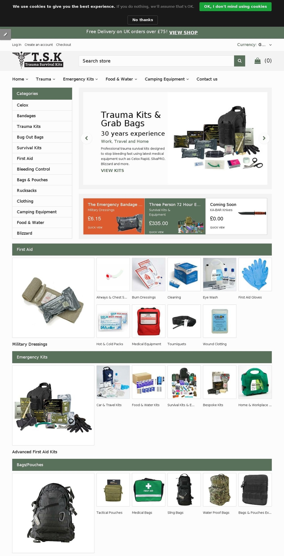 theme253 Shopify theme site example traumasurvivalkits.com