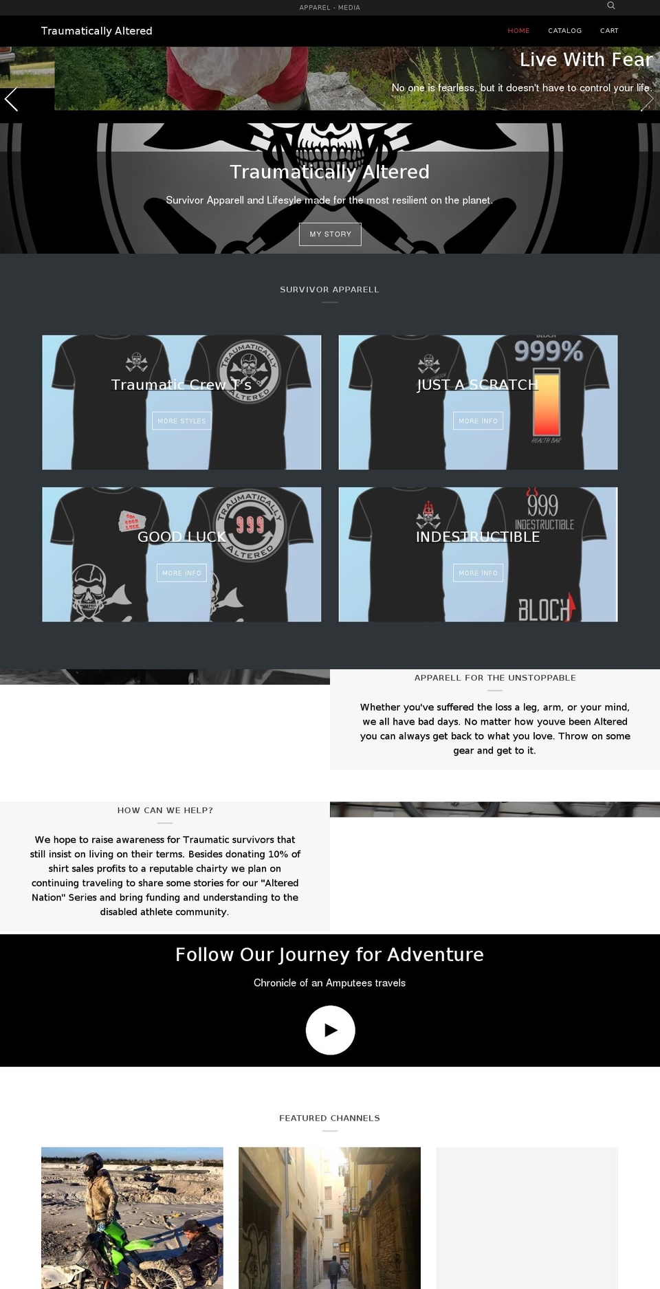 traumaticallyaltered.com shopify website screenshot