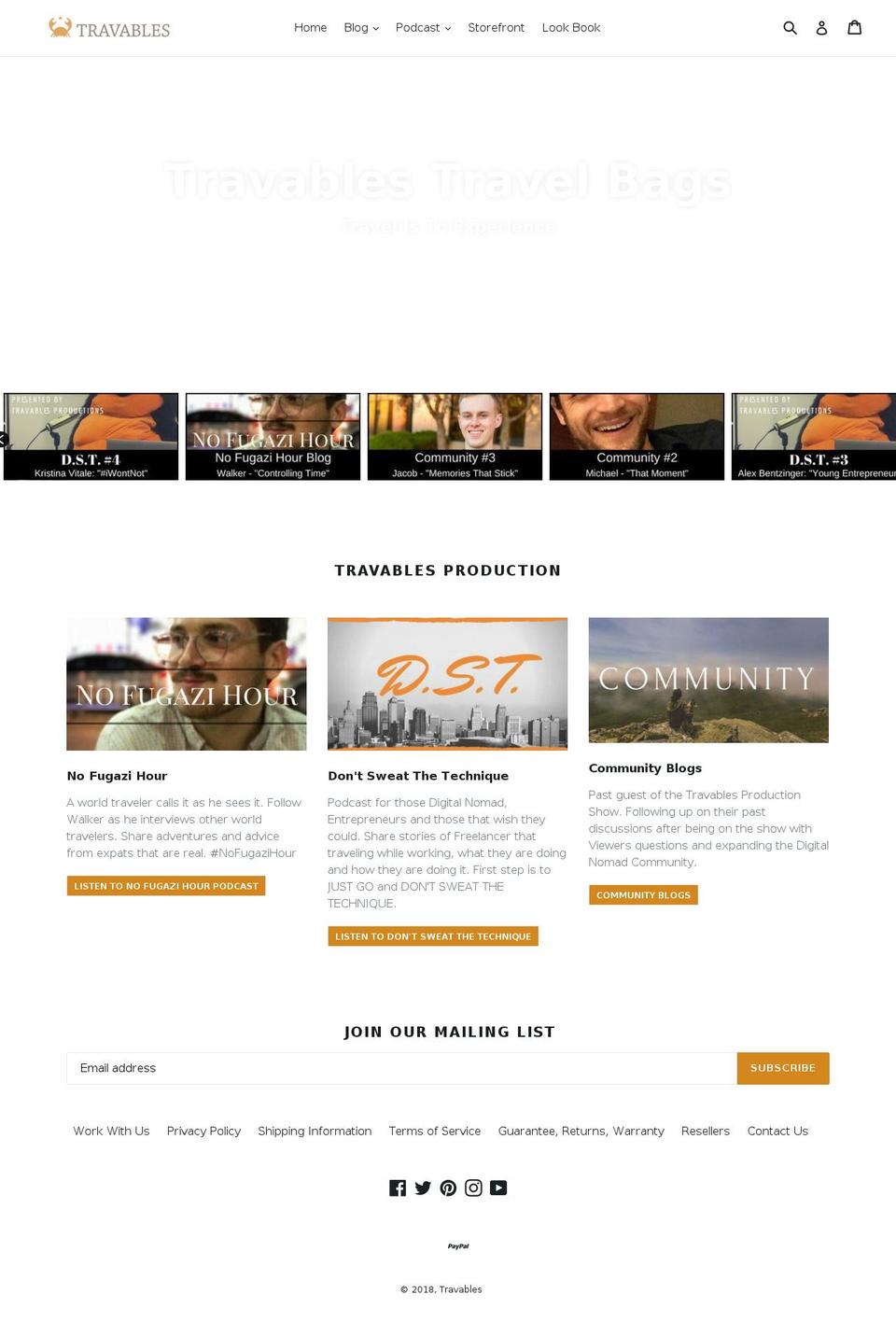 Travables Theme Debut Shopify theme site example travables.com