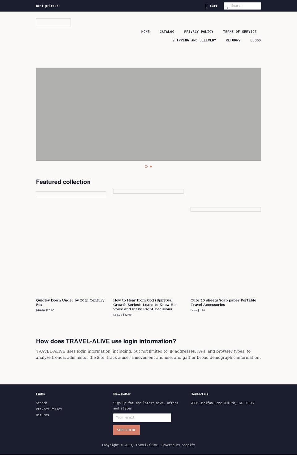 travel-alive.myshopify.com shopify website screenshot