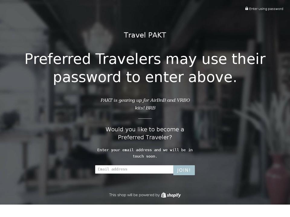 travel-pakt.com shopify website screenshot