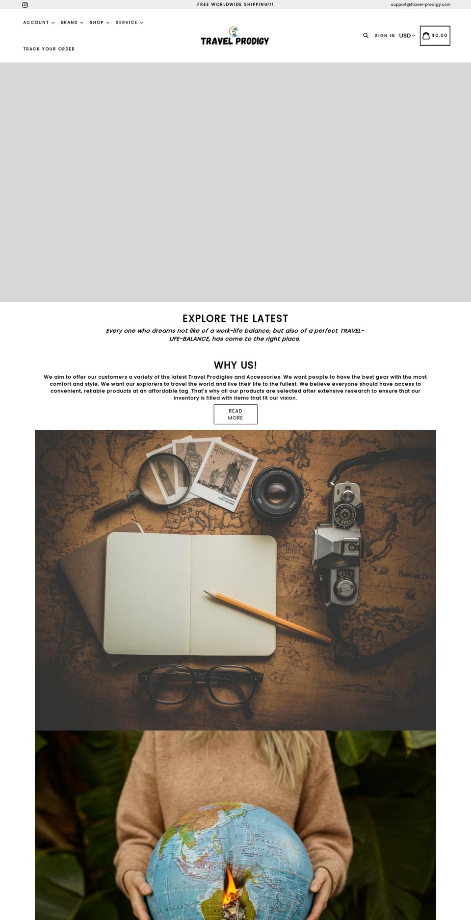 travel-prodigy.com shopify website screenshot